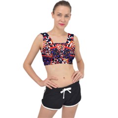 Root Humanity Bar And Qr Code In Flash Orange And Purple V-back Sports Bra by WetdryvacsLair