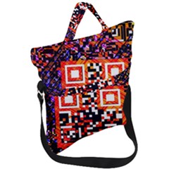 Root Humanity Bar And Qr Code In Flash Orange And Purple Fold Over Handle Tote Bag by WetdryvacsLair