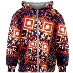 Root Humanity Bar And Qr Code In Flash Orange And Purple Kids  Zipper Hoodie Without Drawstring