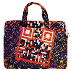 Root Humanity Bar And Qr Code In Flash Orange And Purple Macbook Pro Double Pocket Laptop Bag (large) by WetdryvacsLair