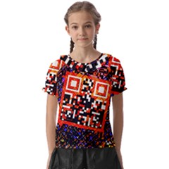 Root Humanity Bar And Qr Code in Flash Orange and Purple Kids  Frill Chiffon Blouse