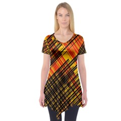 Root Humanity Orange Yellow And Black Short Sleeve Tunic  by WetdryvacsLair