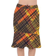 Root Humanity Orange Yellow And Black Short Mermaid Skirt by WetdryvacsLair