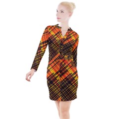 Root Humanity Orange Yellow And Black Button Long Sleeve Dress by WetdryvacsLair