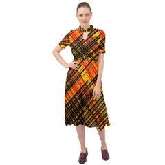 Root Humanity Orange Yellow And Black Keyhole Neckline Chiffon Dress by WetdryvacsLair