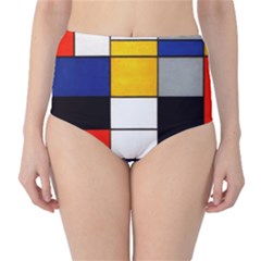 Composition A By Piet Mondrian Classic High-waist Bikini Bottoms by maximumstreetcouture