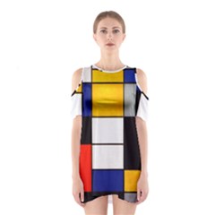 Composition A By Piet Mondrian Shoulder Cutout One Piece Dress by maximumstreetcouture