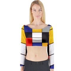 Composition A By Piet Mondrian Long Sleeve Crop Top by maximumstreetcouture