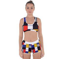 Composition A By Piet Mondrian Racerback Boyleg Bikini Set by maximumstreetcouture