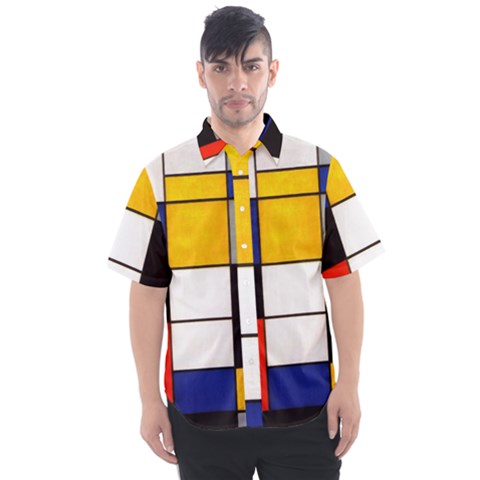 Composition A By Piet Mondrian Men s Short Sleeve Shirt by maximumstreetcouture