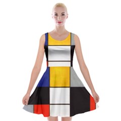 Composition A By Piet Mondrian Velvet Skater Dress by maximumstreetcouture