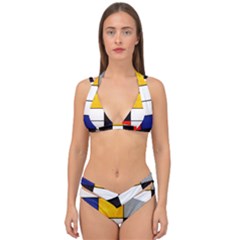 Composition A By Piet Mondrian Double Strap Halter Bikini Set by maximumstreetcouture