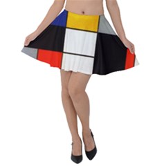 Composition A By Piet Mondrian Velvet Skater Skirt by maximumstreetcouture