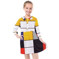 Composition A By Piet Mondrian Kids  Quarter Sleeve Shirt Dress by maximumstreetcouture