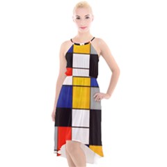 Composition A By Piet Mondrian High-low Halter Chiffon Dress  by maximumstreetcouture