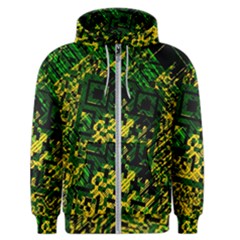 Root Humanity Bar And Qr Code Green And Yellow Doom Men s Zipper Hoodie by WetdryvacsLair