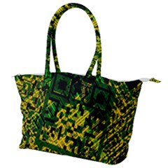 Root Humanity Bar And Qr Code Green And Yellow Doom Canvas Shoulder Bag by WetdryvacsLair