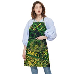 Root Humanity Bar And Qr Code Green And Yellow Doom Pocket Apron by WetdryvacsLair