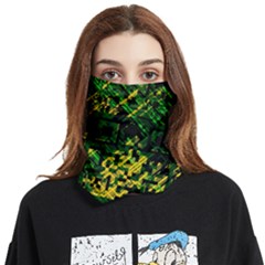 Root Humanity Bar And Qr Code Green And Yellow Doom Face Covering Bandana (two Sides)