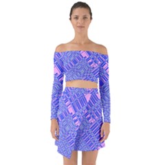 Root Humanity Barcode Purple Pink And Galuboi Off Shoulder Top With Skirt Set by WetdryvacsLair