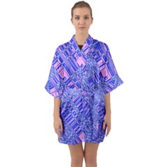 Root Humanity Barcode Purple Pink And Galuboi Half Sleeve Satin Kimono  by WetdryvacsLair