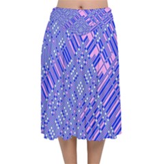 Root Humanity Barcode Purple Pink And Galuboi Velvet Flared Midi Skirt by WetdryvacsLair