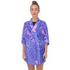 Root Humanity Barcode Purple Pink And Galuboi Half Sleeve Chiffon Kimono by WetdryvacsLair