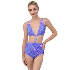 Root Humanity Barcode Purple Pink And Galuboi Tied Up Two Piece Swimsuit by WetdryvacsLair