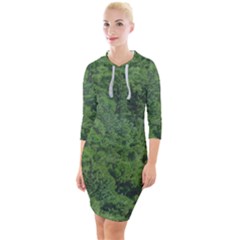 Leafy Forest Landscape Photo Quarter Sleeve Hood Bodycon Dress by dflcprintsclothing