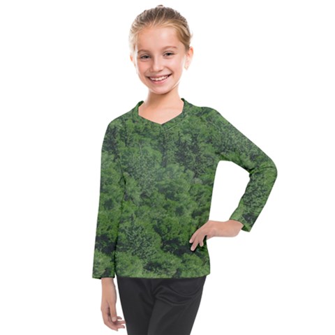 Leafy Forest Landscape Photo Kids  Long Mesh Tee by dflcprintsclothing