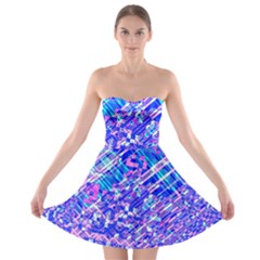 Root Humanity Bar And Qr Code Combo In Purple And Blue Strapless Bra Top Dress by WetdryvacsLair