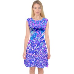 Root Humanity Bar And Qr Code Combo In Purple And Blue Capsleeve Midi Dress by WetdryvacsLair