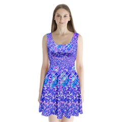 Root Humanity Bar And Qr Code Combo In Purple And Blue Split Back Mini Dress  by WetdryvacsLair