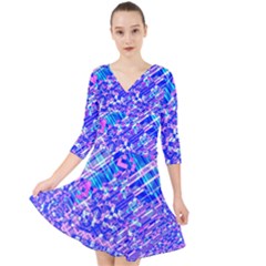 Root Humanity Bar And Qr Code Combo In Purple And Blue Quarter Sleeve Front Wrap Dress by WetdryvacsLair