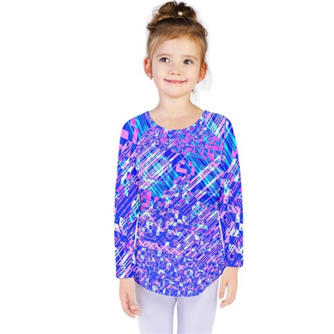 Root Humanity Bar And Qr Code Combo In Purple And Blue Kids  Long Sleeve Tee by WetdryvacsLair