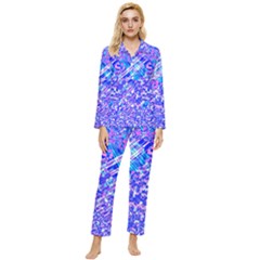 Root Humanity Bar And Qr Code Combo In Purple And Blue Womens  Long Sleeve Pocket Pajamas Set by WetdryvacsLair