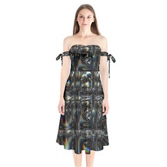 Power Up Shoulder Tie Bardot Midi Dress by MRNStudios