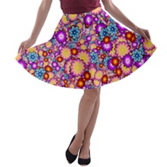 Flower Bomb1 A-line Skater Skirt by PatternFactory