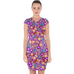 Flower Bomb1 Capsleeve Drawstring Dress  by PatternFactory