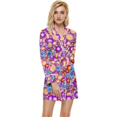 Flower Bomb1 Long Sleeve Satin Robe by PatternFactory