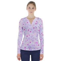 Flower Bomb 5 V-neck Long Sleeve Top by PatternFactory