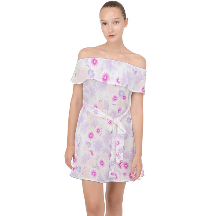 Flower Bomb 5 Off Shoulder Chiffon Dress