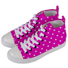 1950 Hello Pink White Dots Women s Mid-top Canvas Sneakers by SomethingForEveryone