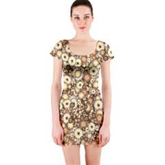 Flower Bomb 3b Short Sleeve Bodycon Dress by PatternFactory