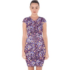 Flower Bomb 3 Capsleeve Drawstring Dress  by PatternFactory