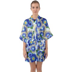 Flower Bomb 7 Half Sleeve Satin Kimono  by PatternFactory