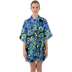 Flower Bomb  9 Half Sleeve Satin Kimono  by PatternFactory