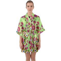 Flower Bomb 6 Half Sleeve Satin Kimono  by PatternFactory