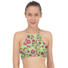 Flower Bomb 6 Racer Front Bikini Top by PatternFactory