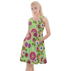 Flower Bomb 6 Knee Length Skater Dress With Pockets by PatternFactory